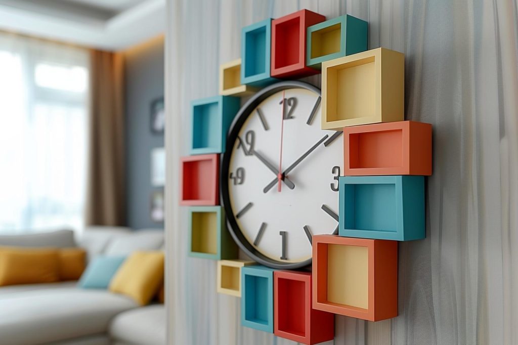 Horloge murale mecanique moderne blanc argenté 70 cm Horloge murale mecanique moderne blanc argenté 70 cm